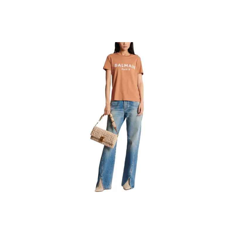 BALMAIN T Shirts Women's Light Brown-1