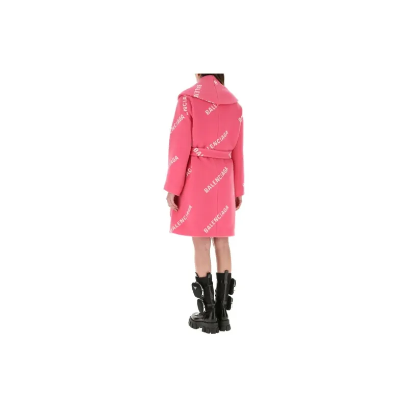 Balenciaga Women's Printed Wool Blend Coat Pink-3
