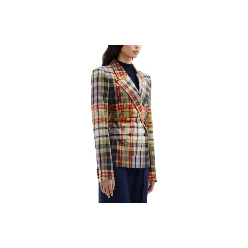 Oscar De La Renta Checked Double-breasted Blazer-2