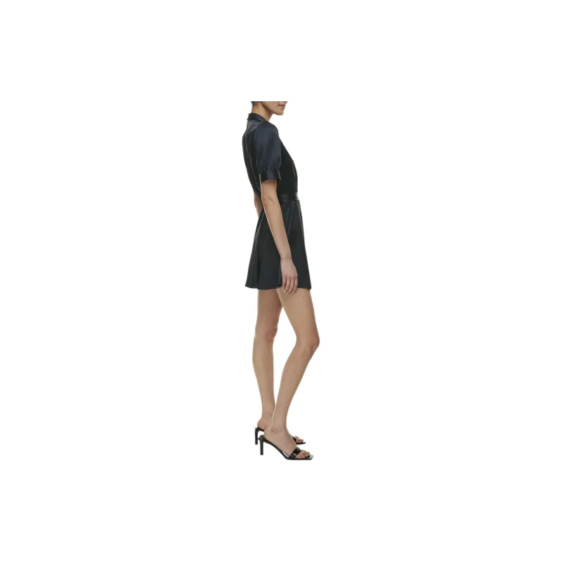 ARITZIA Babaton Hyde Satin Mini Dress Short-Sleeved Dresses Women's Dark Night Navy/Blackout Navy-4