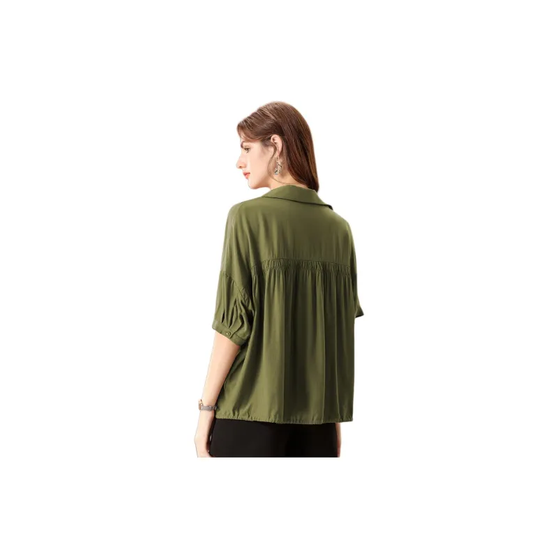 FENHONGMALI Shirt Women's Green-2