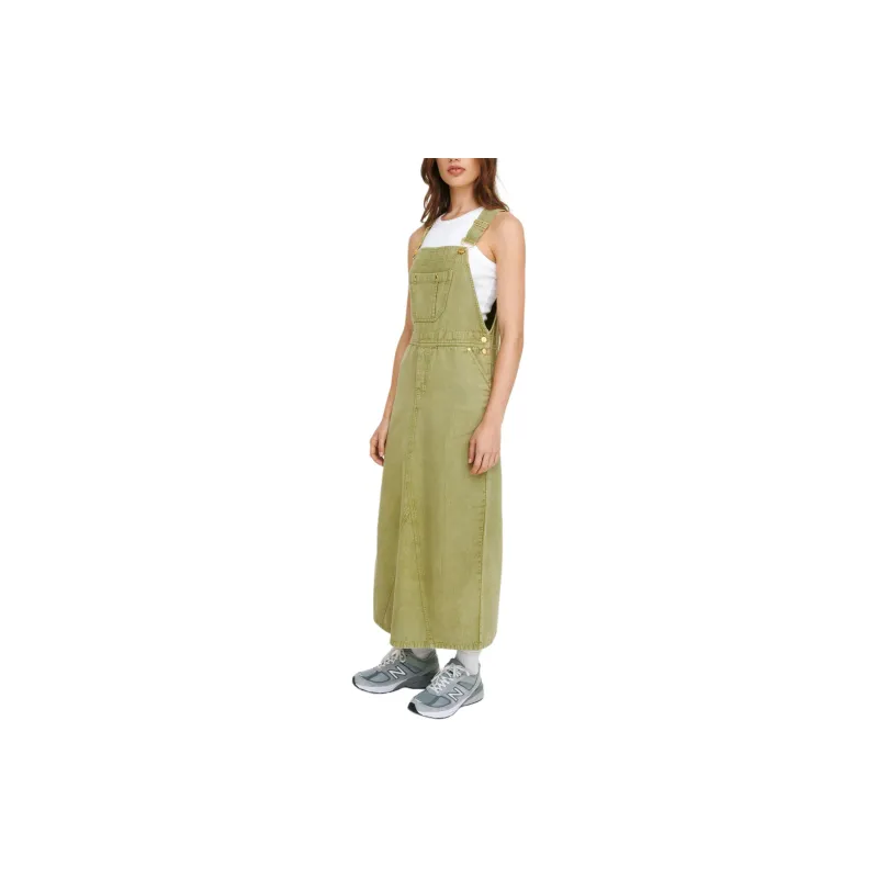 NASTY GAL Casual Dungaree Dress Sleeveless Dress Women's Khaki-1