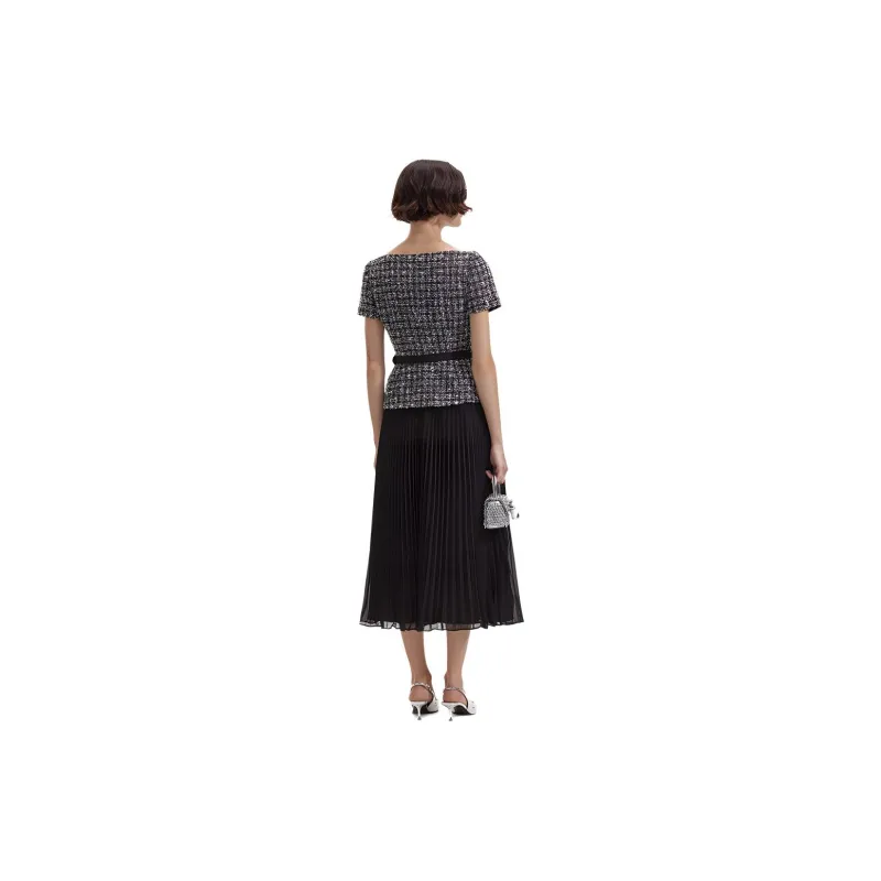 Self portrait Short Sleeved Dress Women's Black Plaid-0
