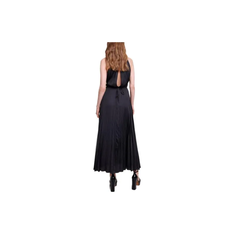 Maje Pleated Satin Maxi Dress-2