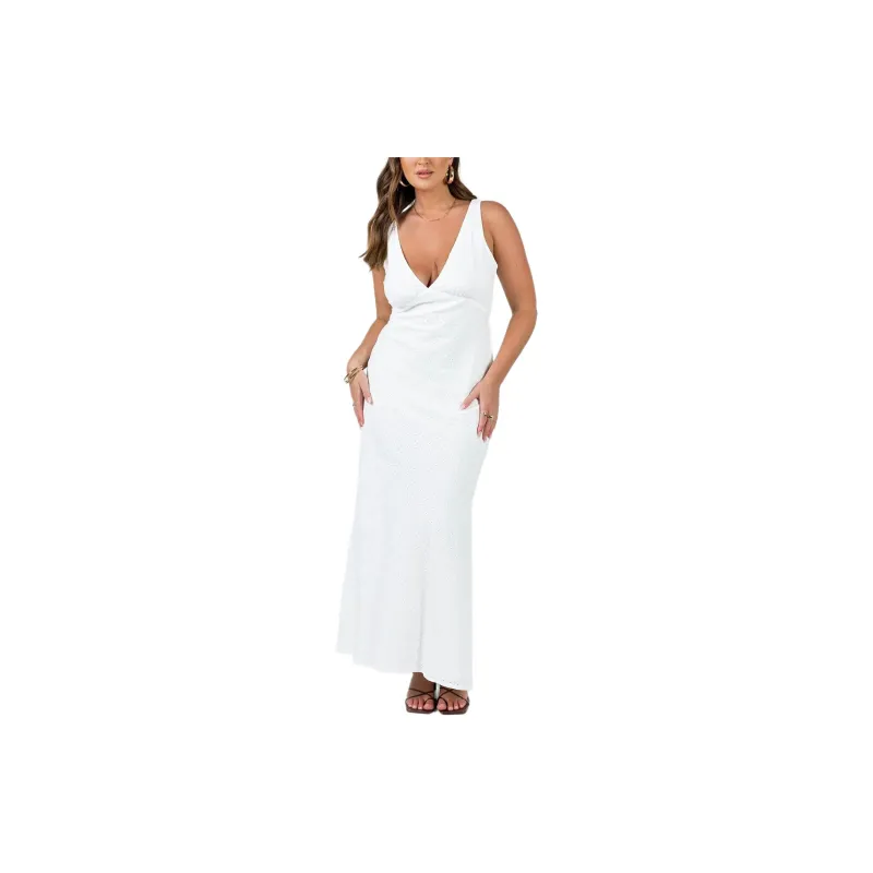 PRINCESS POLLY NELLIE MAXI DRESS Sleeveless Dress Women's White/White-1