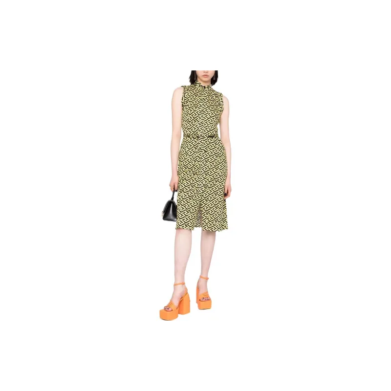VERSACE Sleeveless Dresses Women's Yellow-1