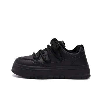 HUANQIU Warm Slip Resistant Low Top Skateboard Shoes Women's Black
