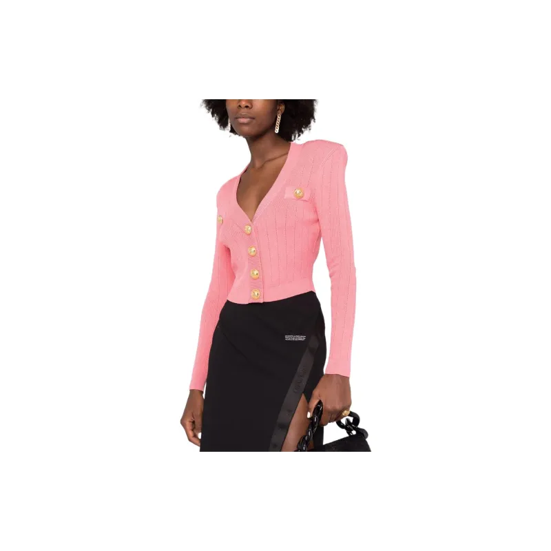 BALMAIN SS22 Slim Fit Knitwear Women's Pink-2