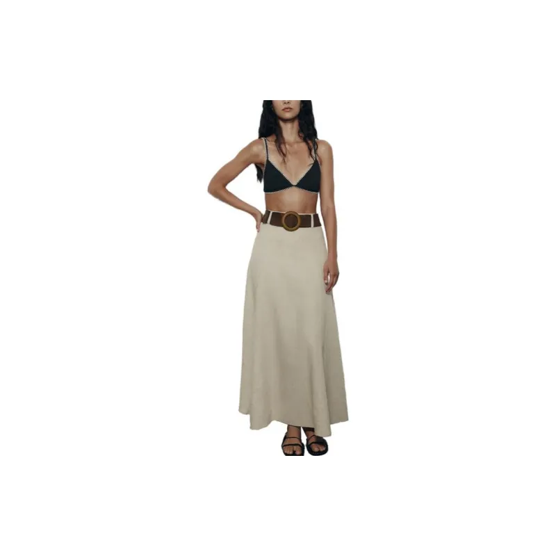 ZARA Casual Long Skirts Women's White-1