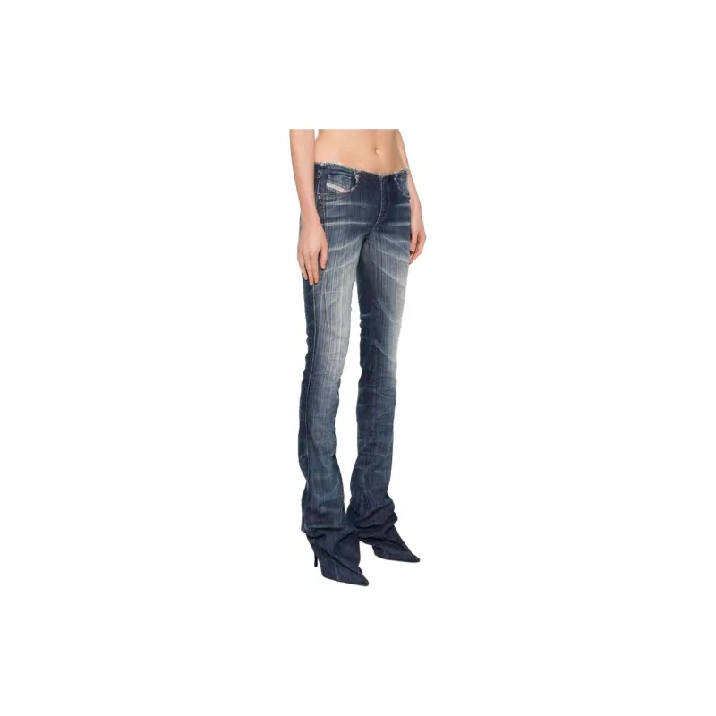 DIESEL Heeled Low Rise Bootcut Distressed Jeans-1
