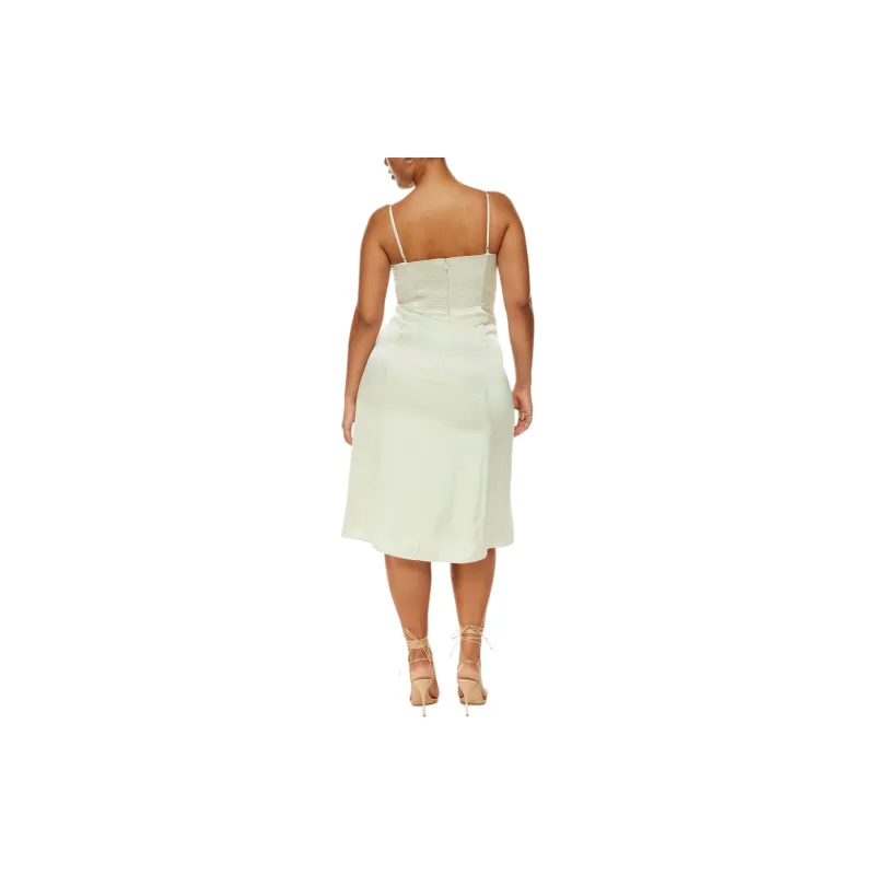 ARITZIA Wilfred Glaze Satin Dress Slip Dresses Women's Rainwash Green/Light Green-3