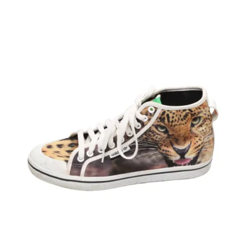 Adidas Originals Anti-Slip Wear-Resistant High-Top Canvas Shoes Women's Leopard Print Brown