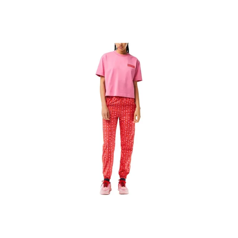 LACOSTE Knitted Sports Pants Women's Orange Red-1