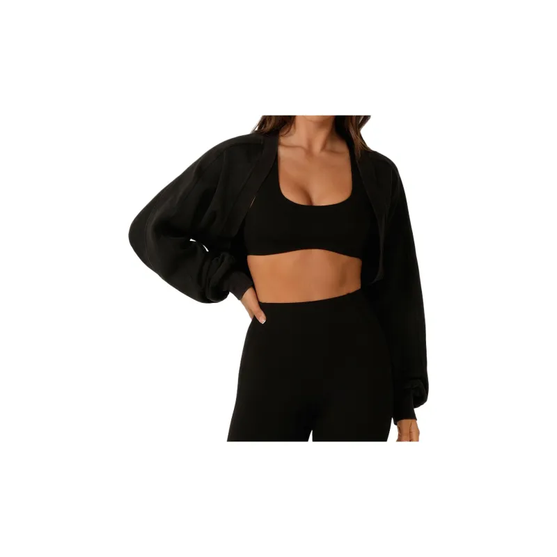 LORNA JANE Warm Up Shrug Cropped Coats Women's Black-5