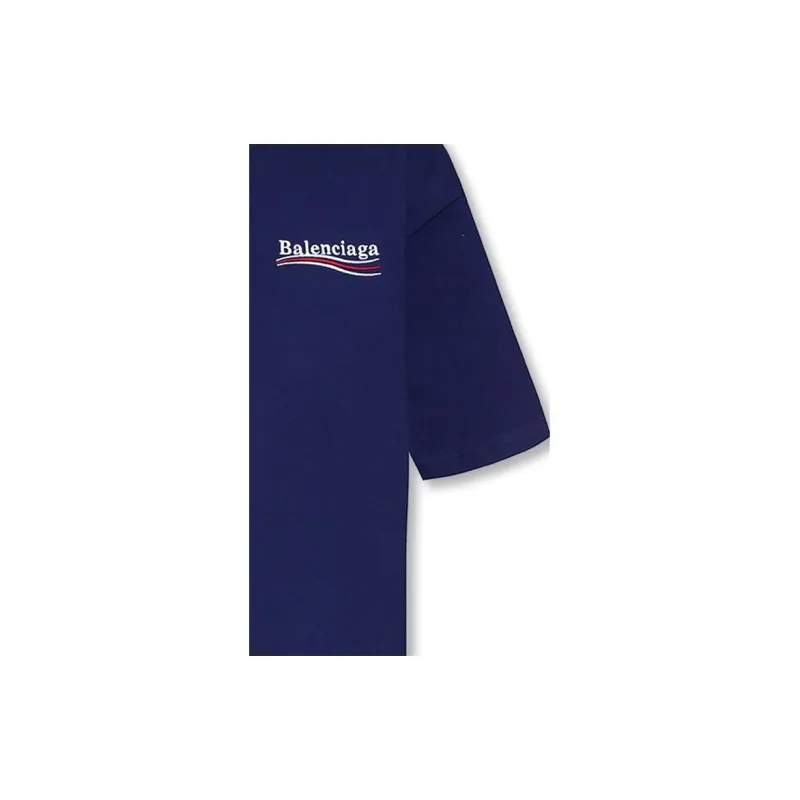 Balenciaga Women's Political Campaign Oversized T-Shirt Dark Blue/Multi-5