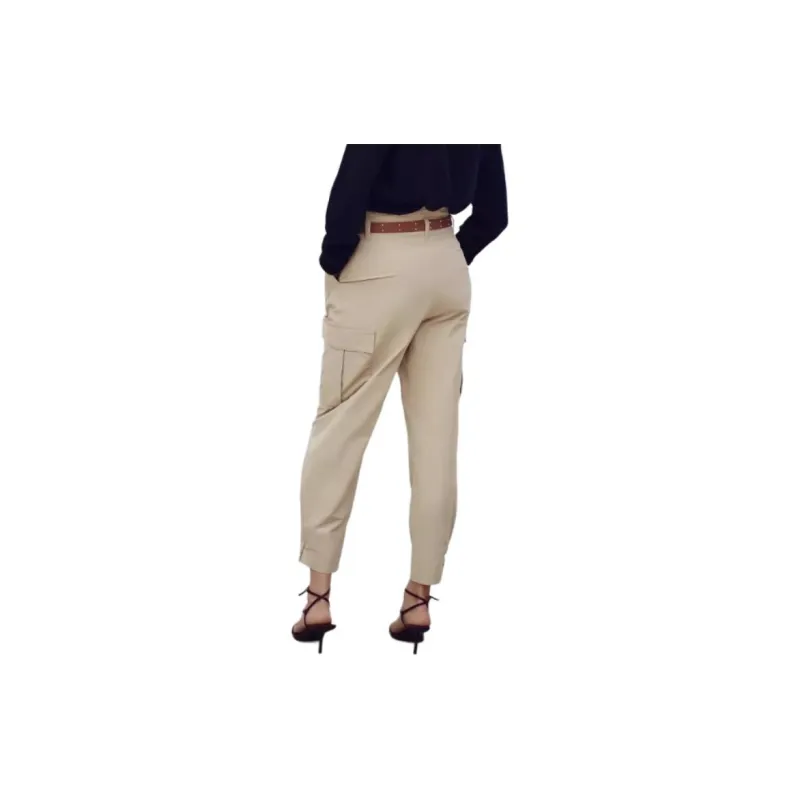 ZARA Cargo Pants Women's Light Khaki-3