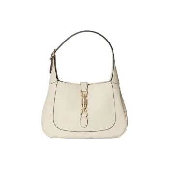 GUCCI Jackie 1961 Grained Leather Shoulder Bag Small Size Women's Ivory
