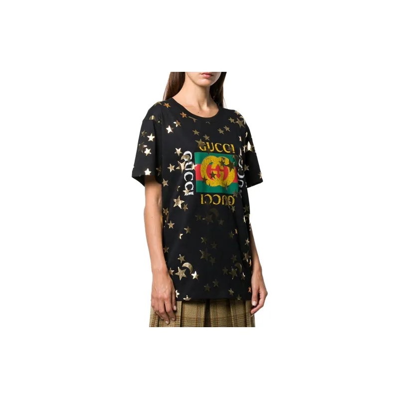 GUCCI Stars Printed T shirt Black-2