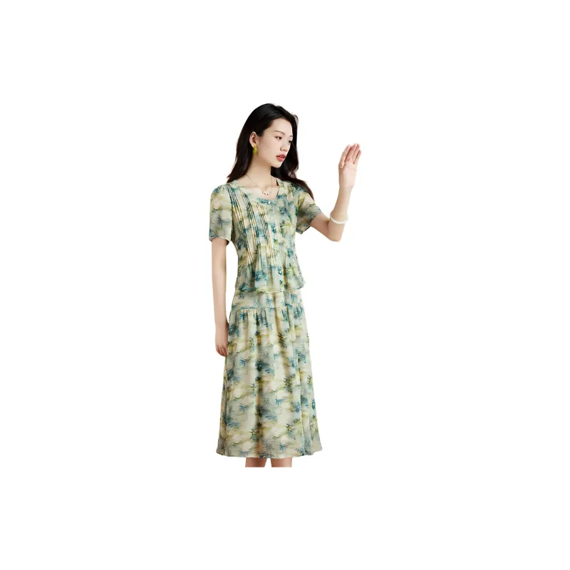 Mylan Short Sleeved Dresses Women's Blue-4