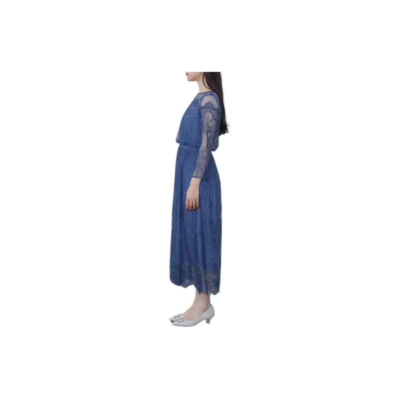 Beams Long Sleeved Dress Women's Blue-1