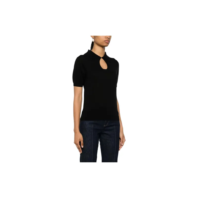 By Malene Birger Keyhole neck Ribbed Polo Top-1