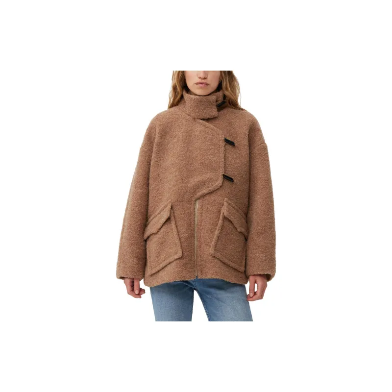 GANNI Brown Boucle Wool Shoulder Jacket Jackets Coats Women's Brown-5