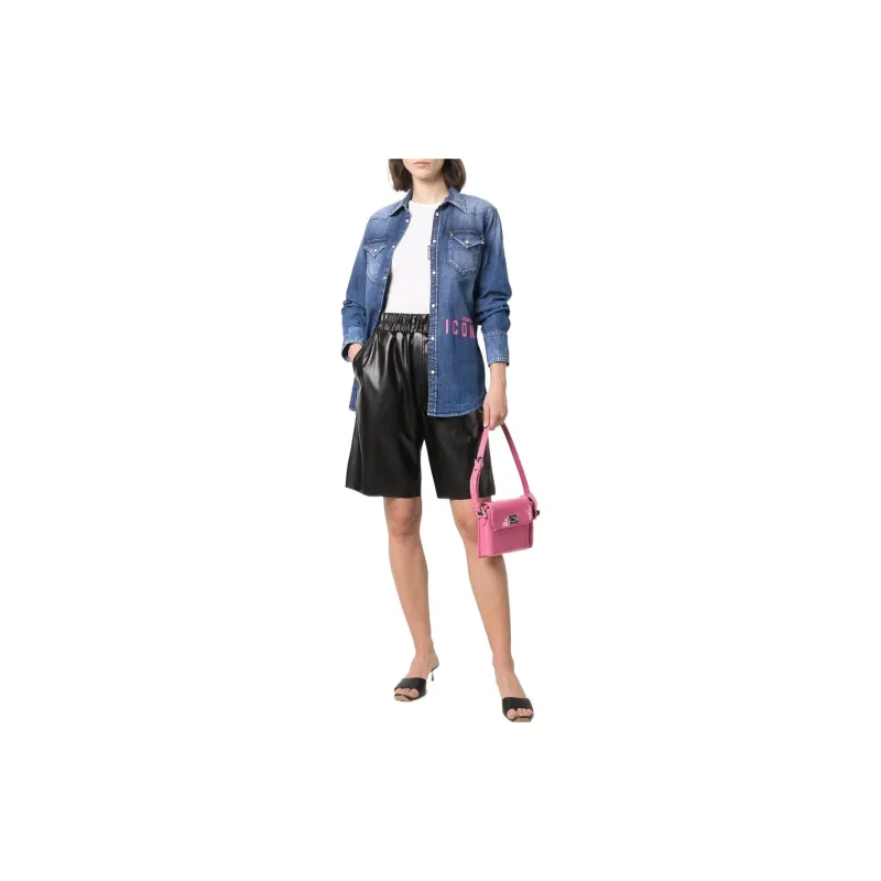 DSQUARED 2 Logo-Printed Snapped Denim Shirt-1