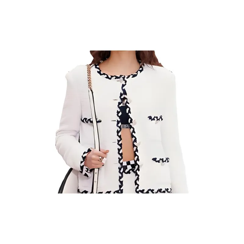CHANEL Jackets Coats Women's Black White-1