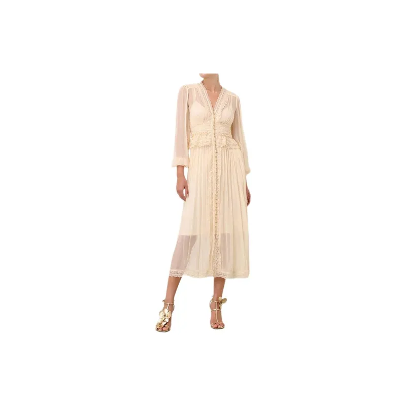 Zimmermann SS24 Long-Sleeved Dresses Women's Beige-2