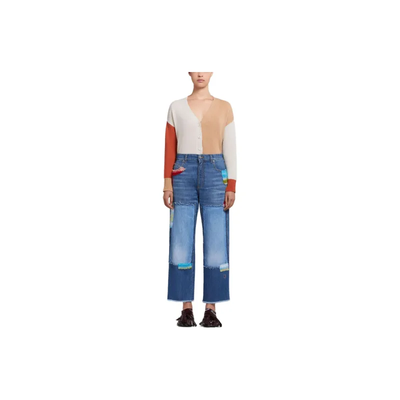 MARNI Denim-patchwork Straight-leg Jeans-1