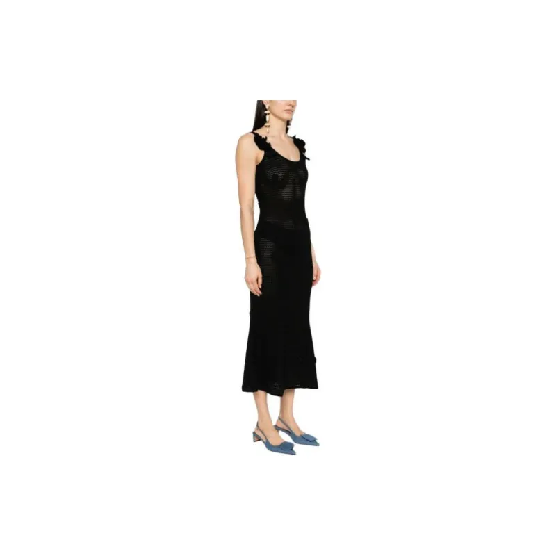 Self portrait Floral appliqué Open knit Dress-3