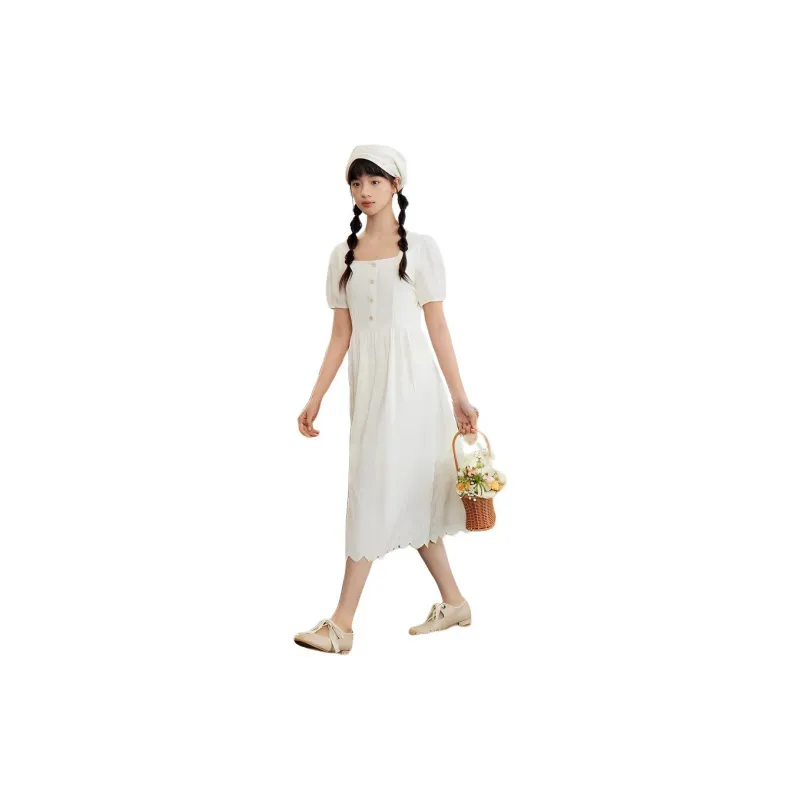 ZIHAN Short Sleeved Dress Women's Beige-1