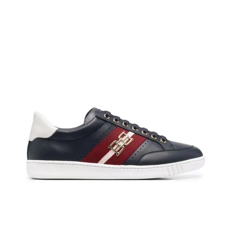 BALLY Winton Low-Top Stylish Skateboarding Shoes Men's Black White Red-1