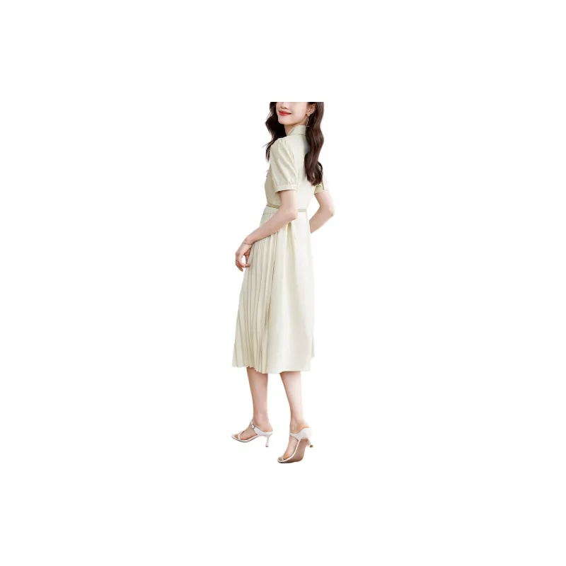 Mo Han Yi Mei Short Sleeved Dress Women's Light Yellow Green-0