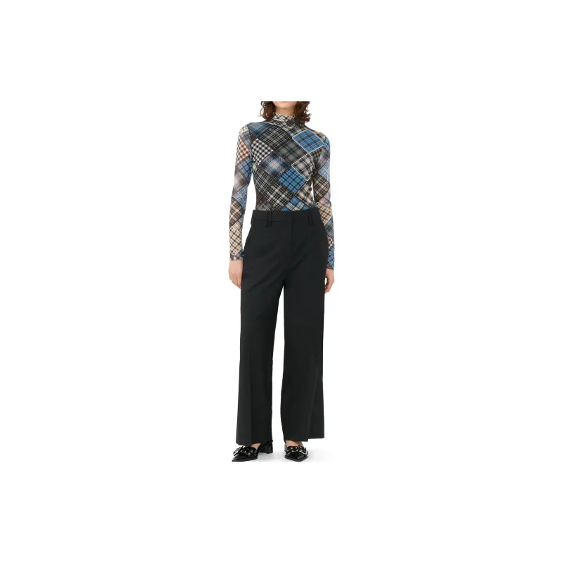 GANNI Checkered Roll-neck T-shirt-5