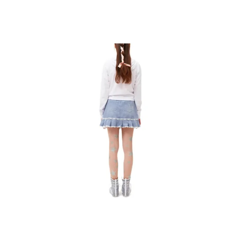 Kirsh FW23 Denim Short Skirts Women's Light Blue-3