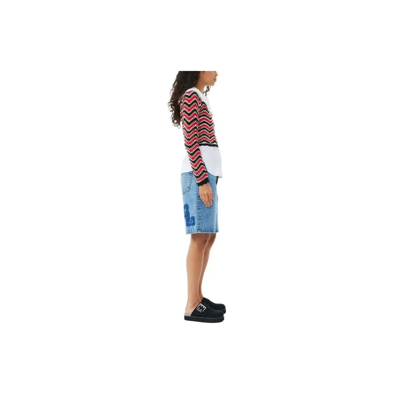 GANNI U Neck Cropped Cardigan-3