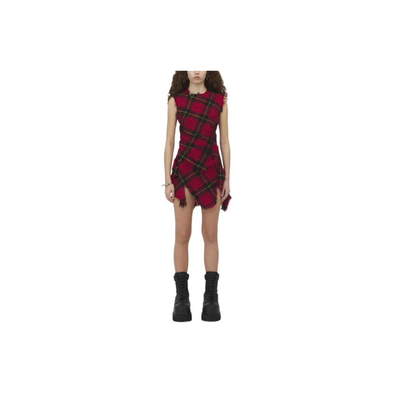 Alexander McQueen Fray Detailed Sleeveless Mini Dress-3