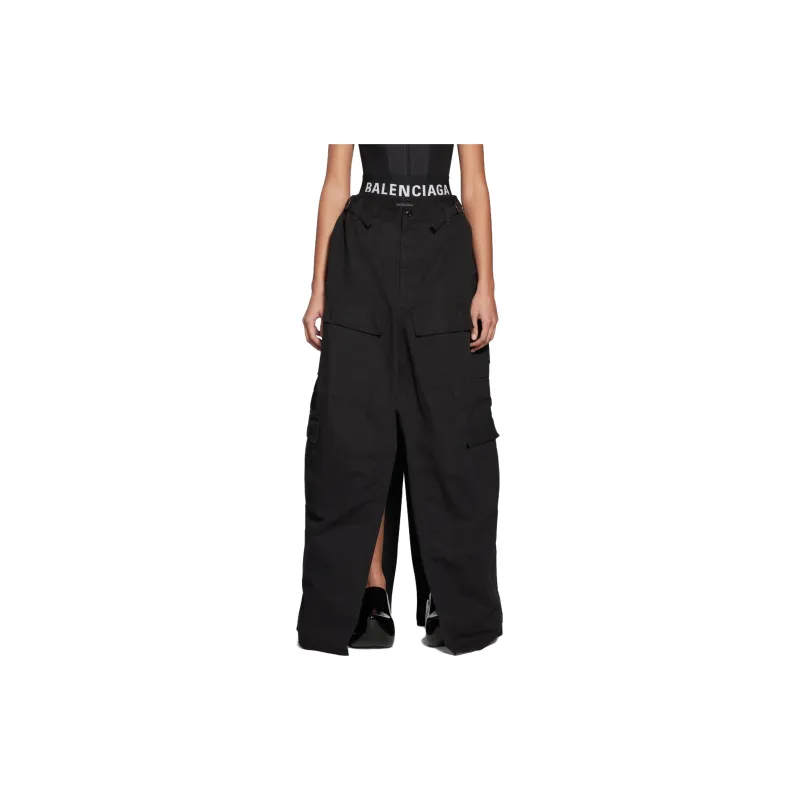 Balenciaga Women's Apron Cargo Pants Skirt Black-1