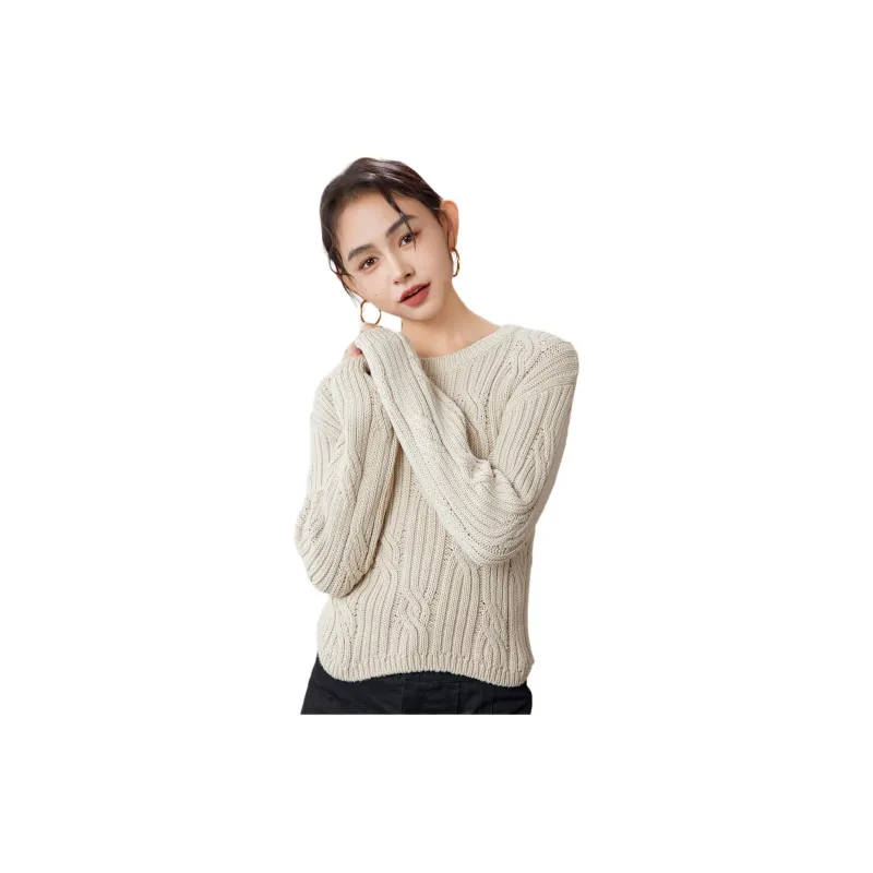 A21 Sweater Women's White Khaki-4