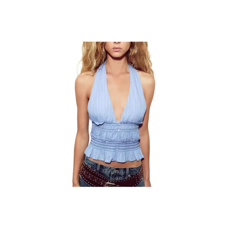 ZARA Trf Tank Tops Women's Blue/White-2