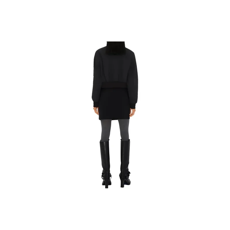 Burberry Quilted Cropped Bomber Jacket 'Black'-3