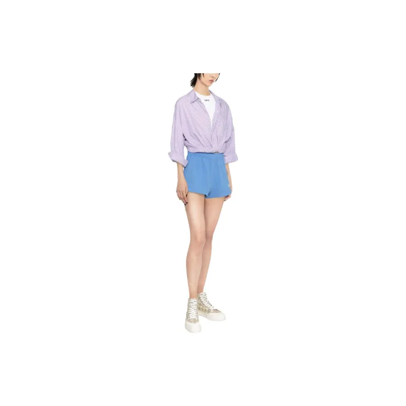 SPORTY & RICH Slogan Print Shorts-3