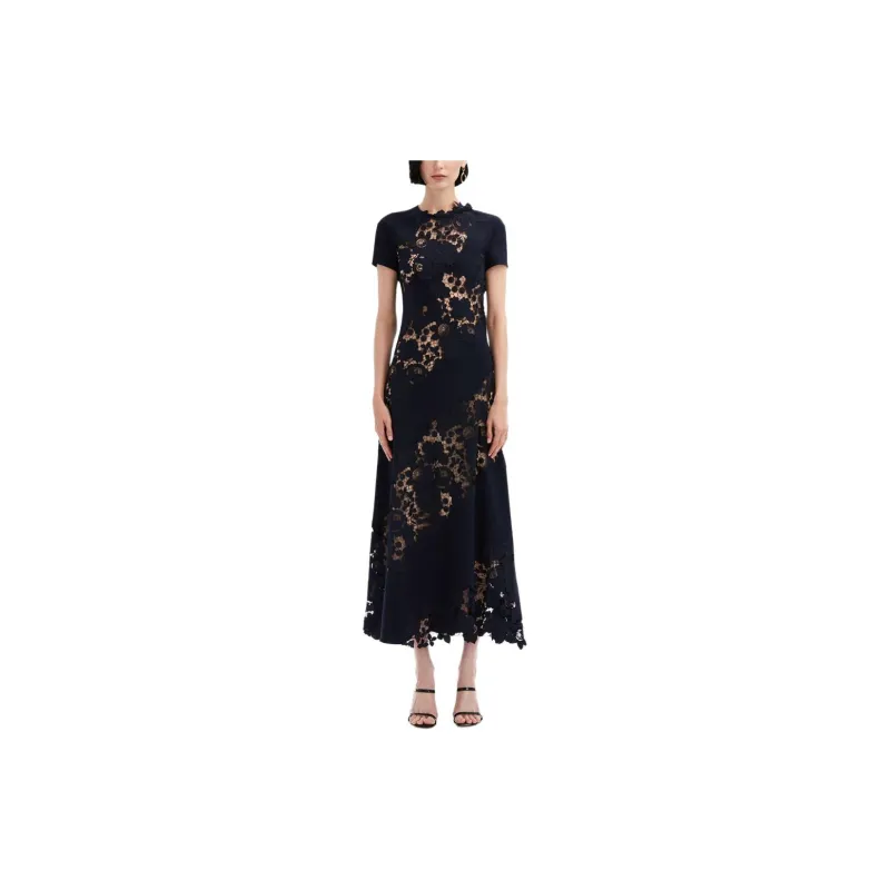 Oscar De La Renta Mixed Botanical Guipure-lace Midi Dress-3