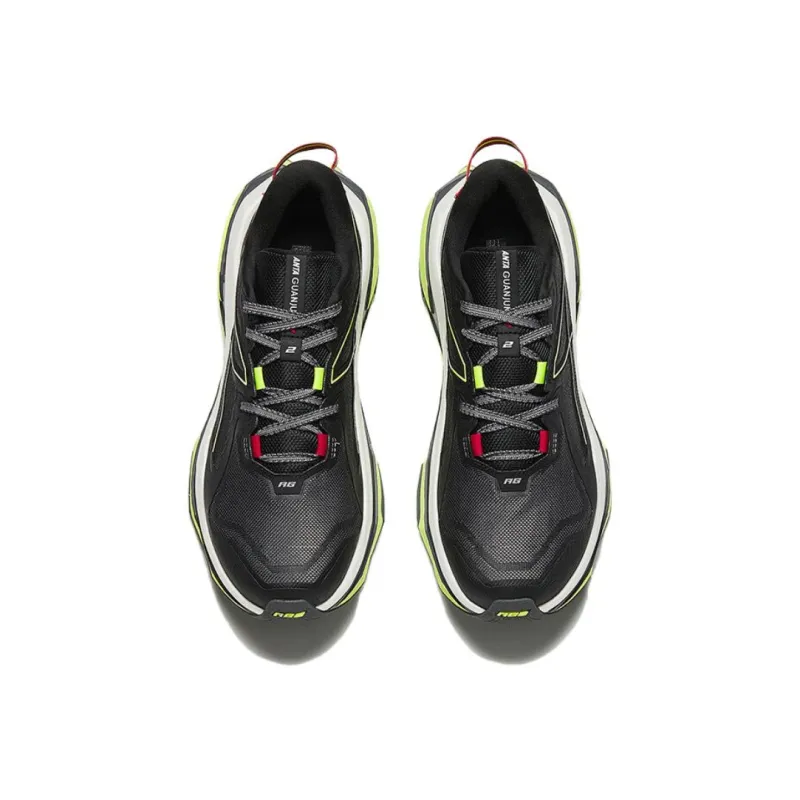 Anta Falcon Hunting Durable Cushioning Low Top Trail Running Running Shoes Men's Black Green-2