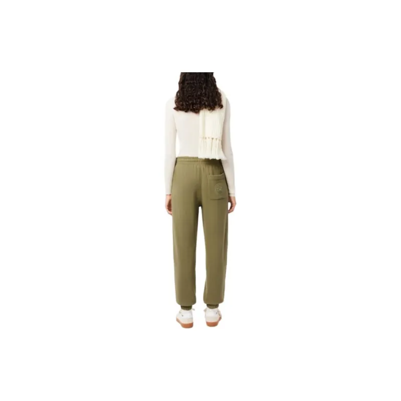 LACOSTE Knitted Sports Pants Women's Khaki Green-4