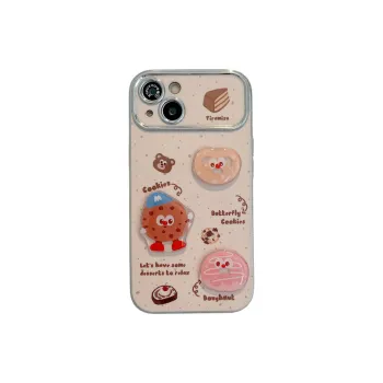 Wei Xin TPU Material 3D Effect Cookie Donut Phone Cases Compatible With IPhone 16/15 Pro Max/Apple 13/14 Pro Max/12