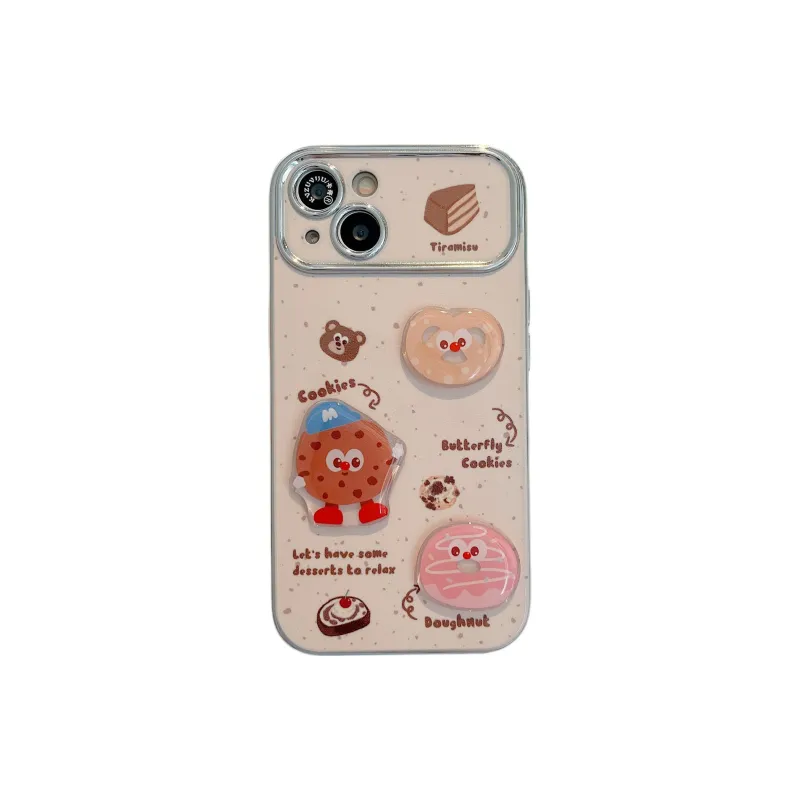 Wei Xin TPU Material 3D Effect Cookie Donut Phone Cases Compatible With IPhone 16/15 Pro Max/Apple 13/14 Pro Max/12-0
