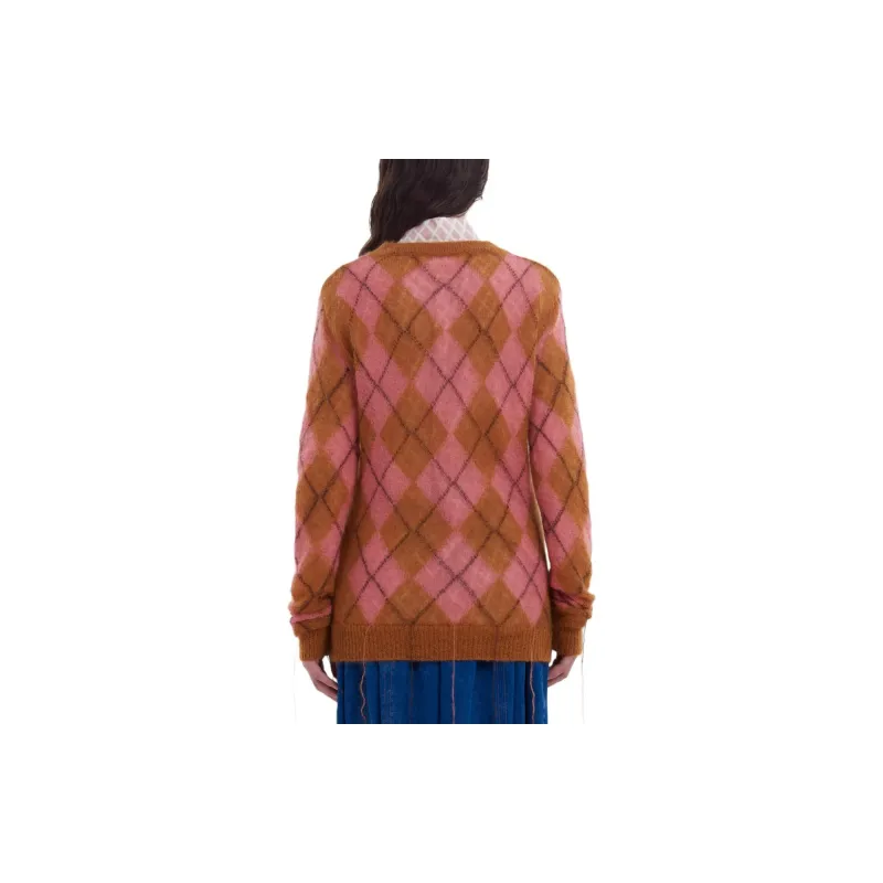 MARNI Argyle Check-Pattern Distressed Knitted Jumper-3