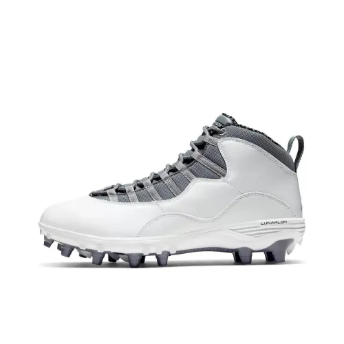 Air Jordan 10 Soccer Shoes Men Mid-Top White/Gray